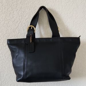 Coach Vintage Wavery Black Leather Tote Handbag H8P-4133